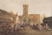 William Henry Pyne The Pig Market,Bedford with a View of St Mary's Church (mk47) France oil painting artist